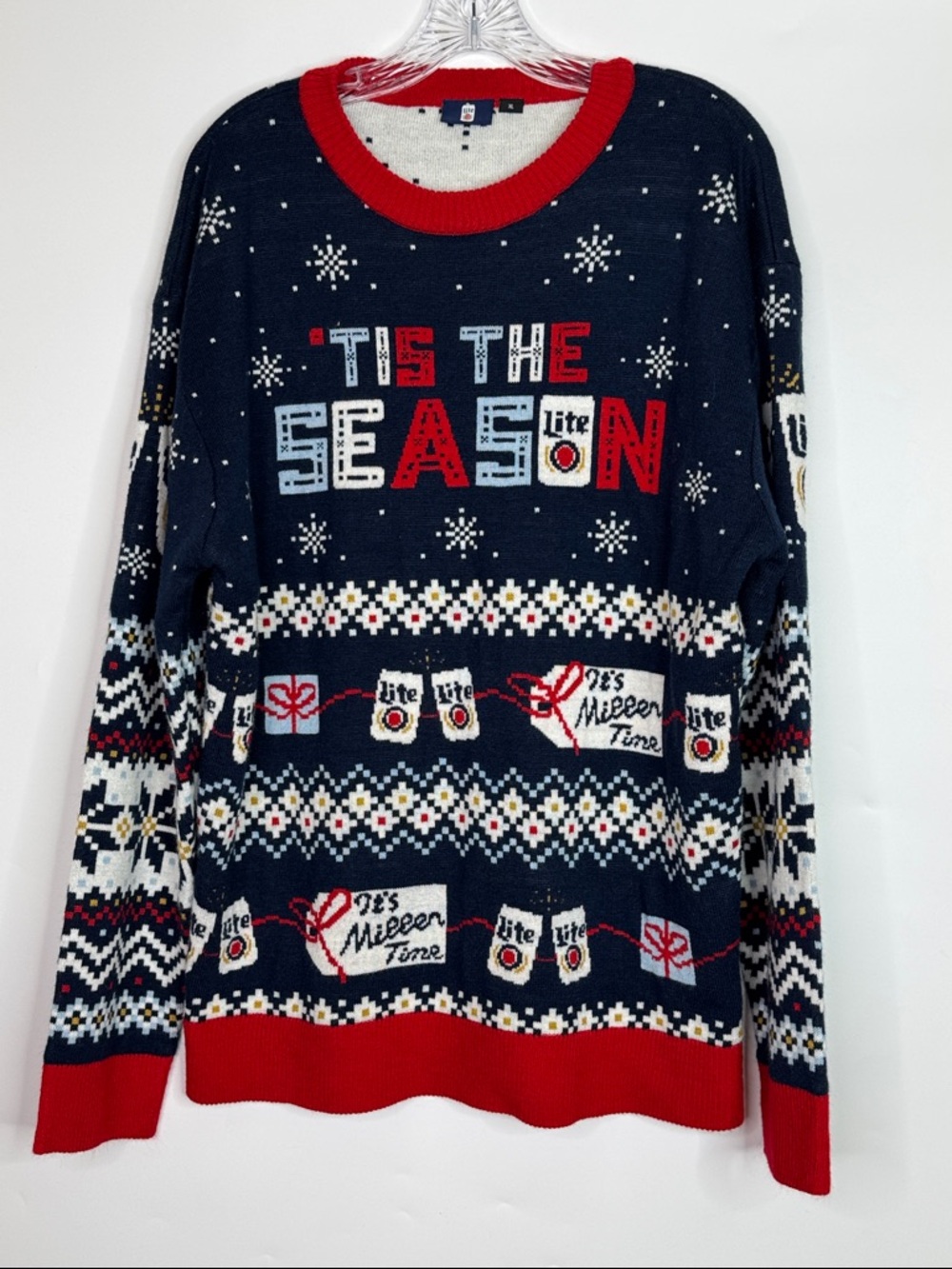 Miller Lite Ugly Christmas Sweater Tis The Season Size XL